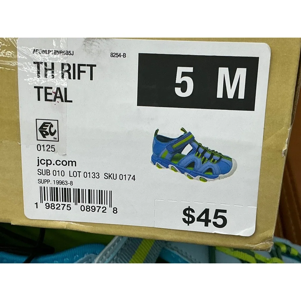 Thereabouts Rift Sandals Kids Size 5M Teal Blue New Closed Toe Water Shoes‎